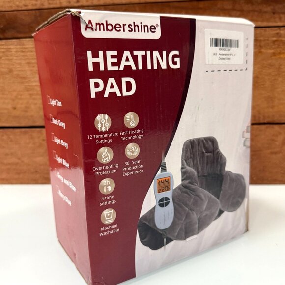 Ambershine Heating Pad for Neck Shoulder And Back Pain Relief Dark Gray New - Picture 1 of 8